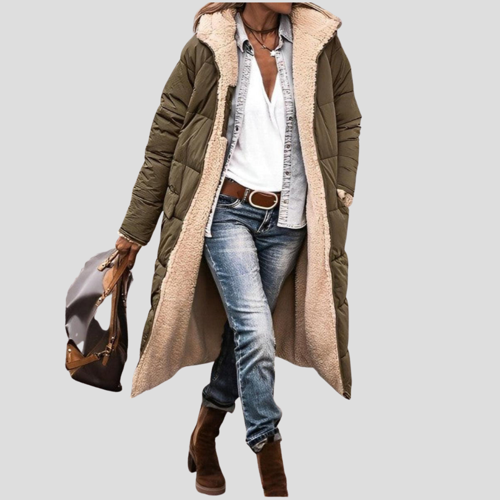 Wearclo | Women's Long Puffer Coat with Teddy Lining