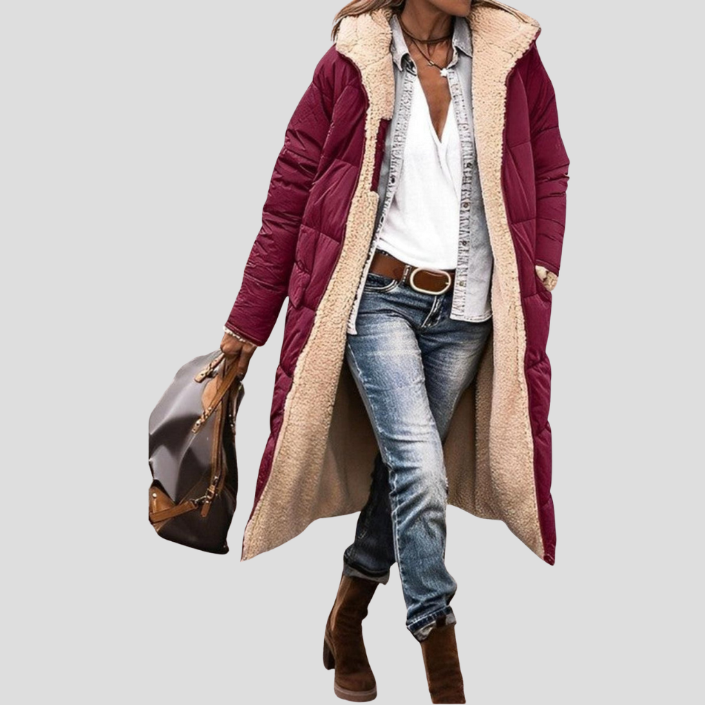 Wearclo | Women's Long Puffer Coat with Teddy Lining