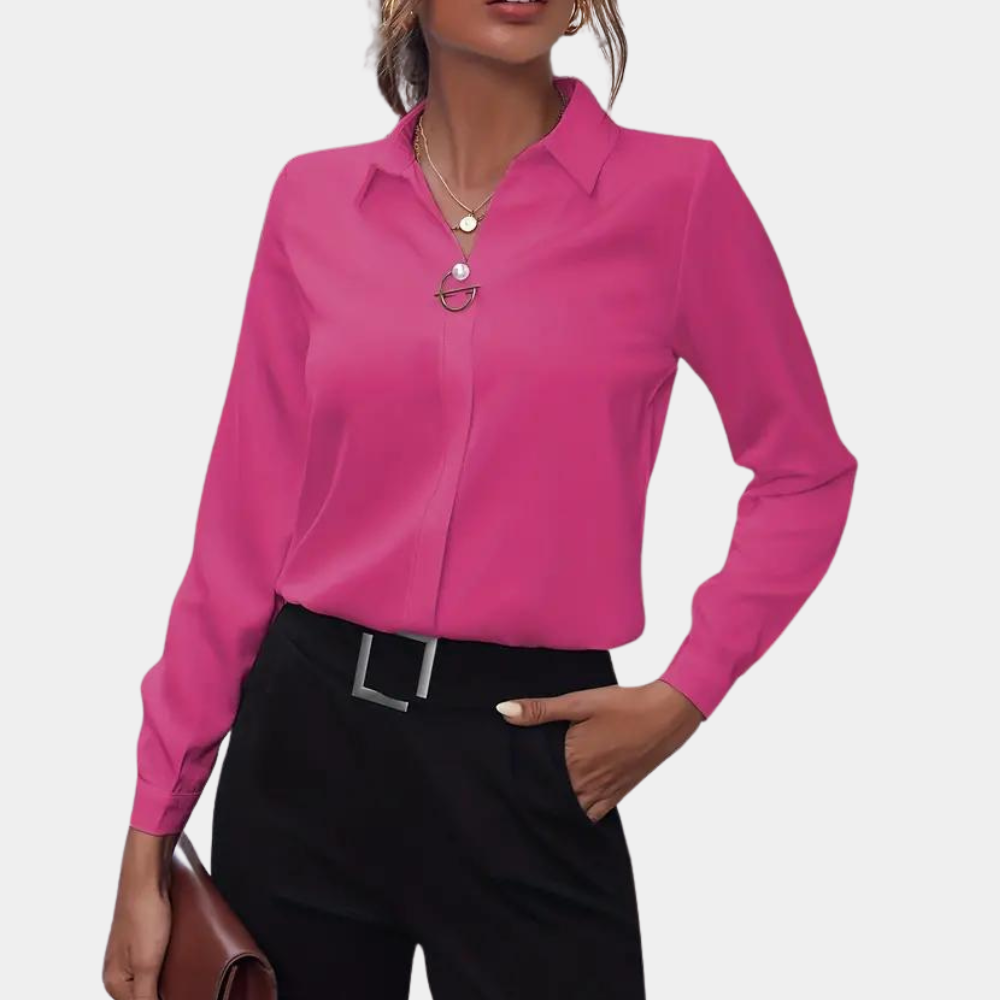 Wearclo | Women's Long Sleeve Button-Up Shirt with Ring Detail