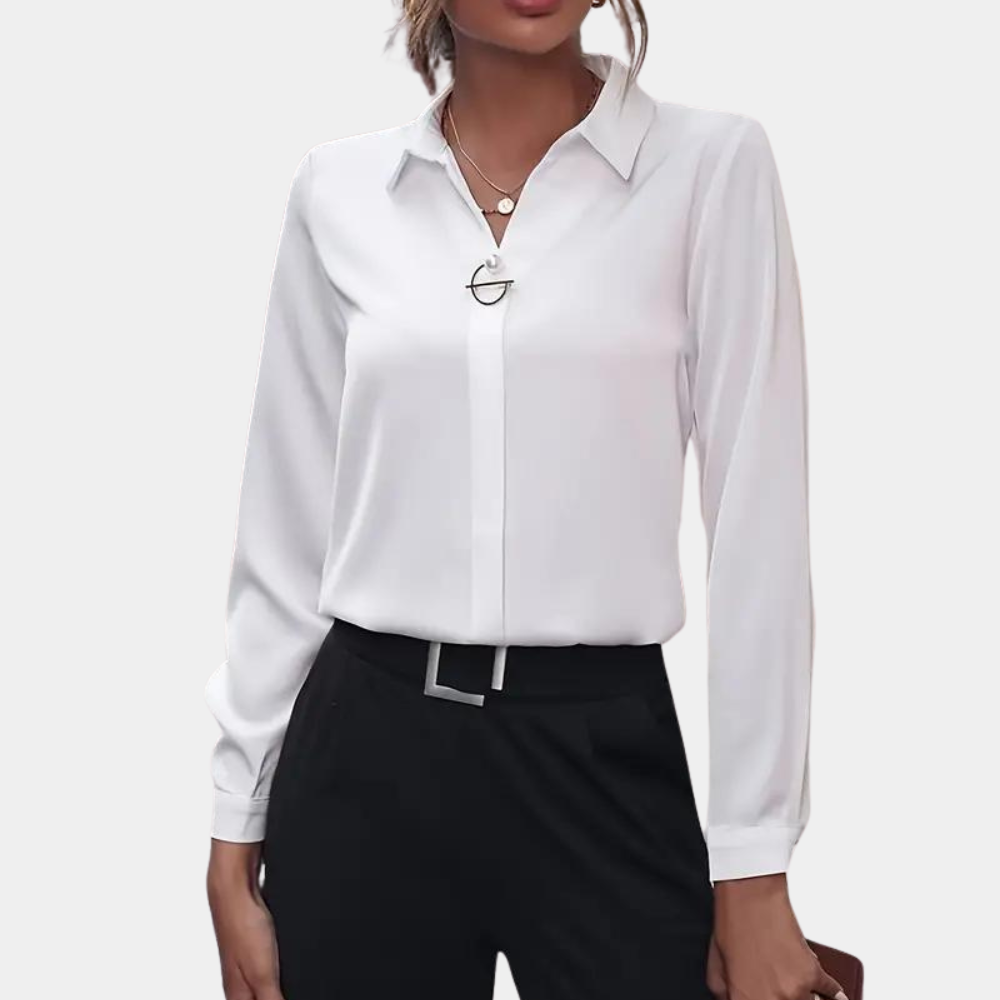 Wearclo | Women's Long Sleeve Button-Up Shirt with Ring Detail