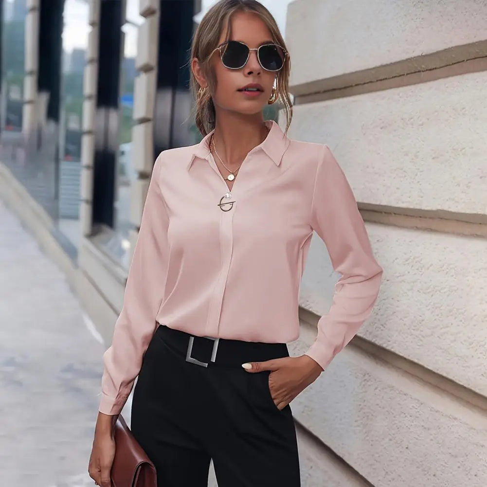 Wearclo | Women's Long Sleeve Button-Up Shirt with Ring Detail