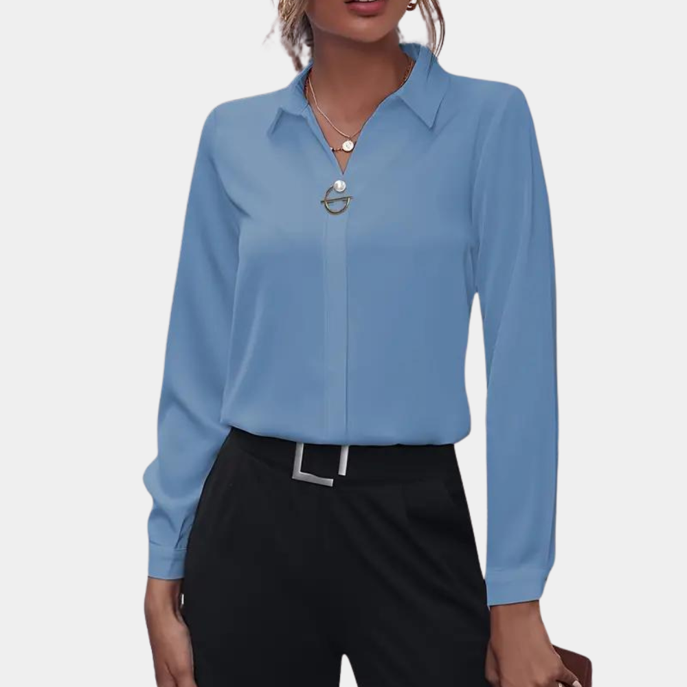 Wearclo | Women's Long Sleeve Button-Up Shirt with Ring Detail