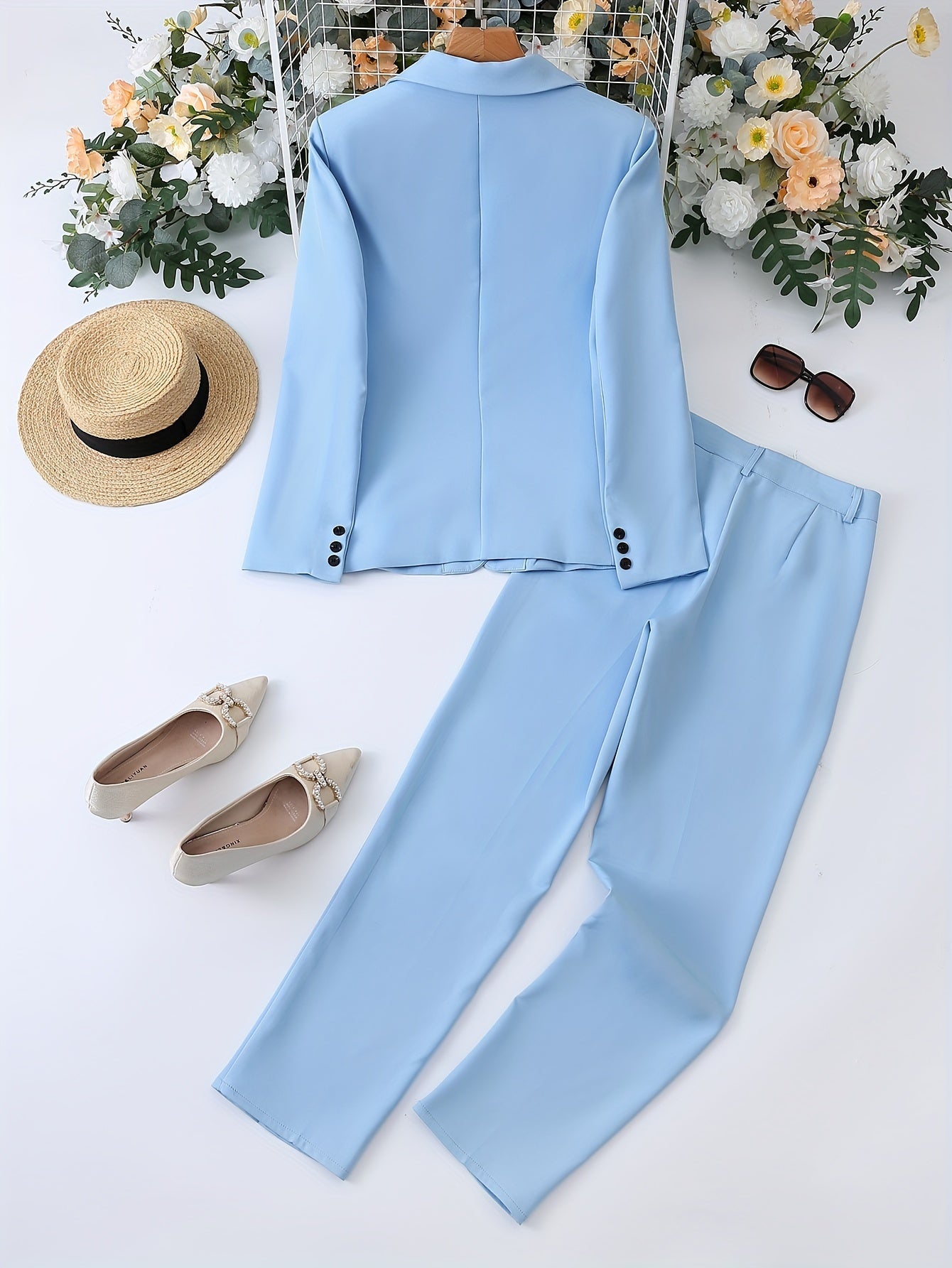 Wearclo | Women's Notched Lapel Blazer Suit Set