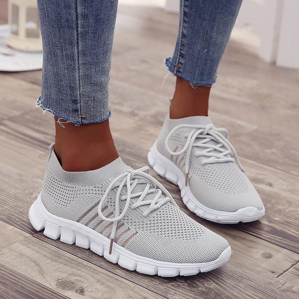 Wearclo | Women's Orthopedic Knit Sneakers with Lace-Up