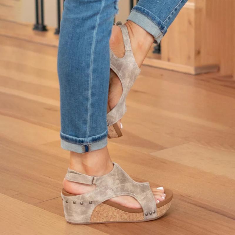 Wearclo | Women's Orthopedic Wedge Sandals with Cutout Detail