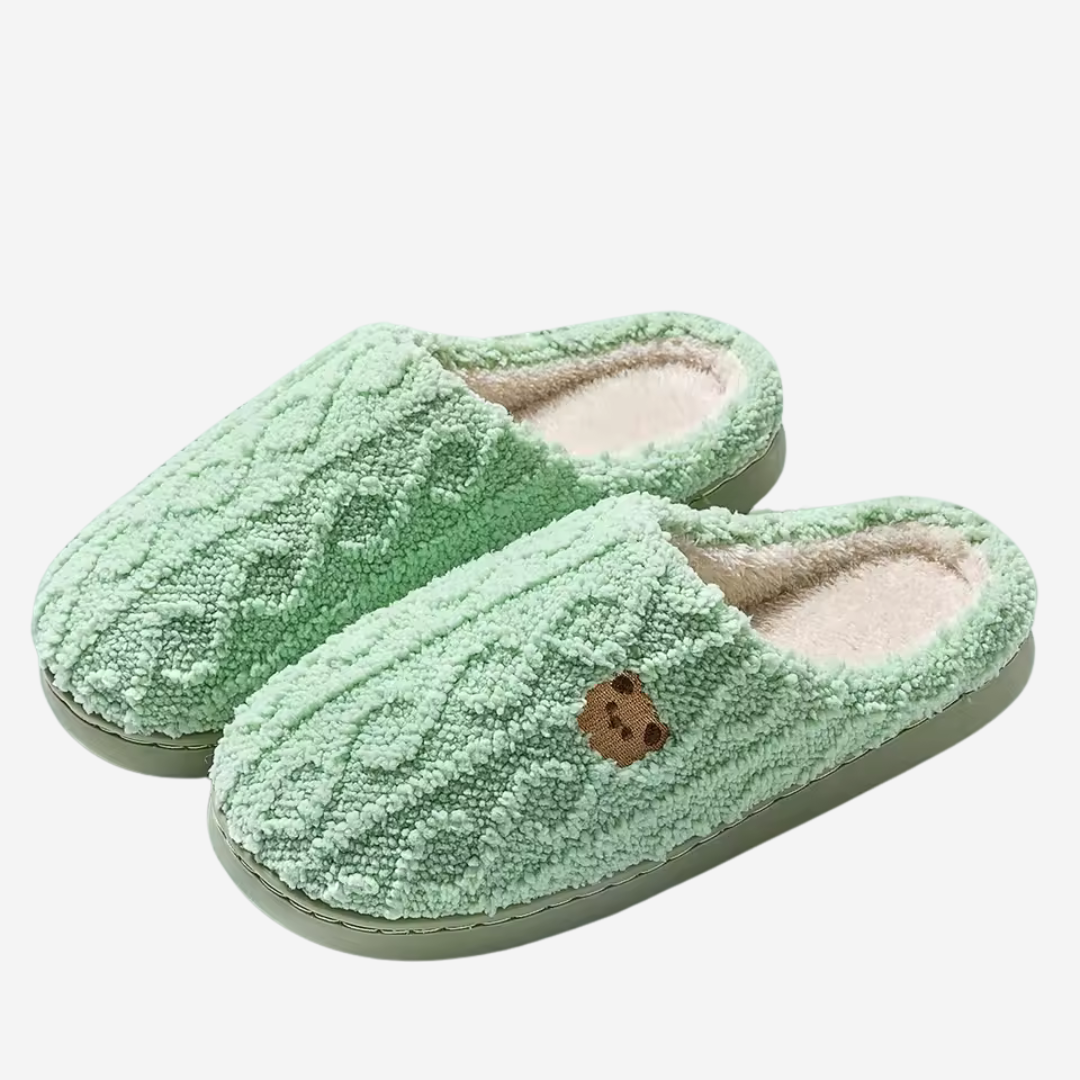 Wearclo | Women's Plush Teddy Bear Slippers