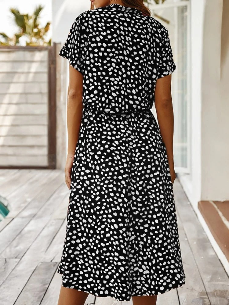 Wearclo | Women's Print Midi Shirtdress
