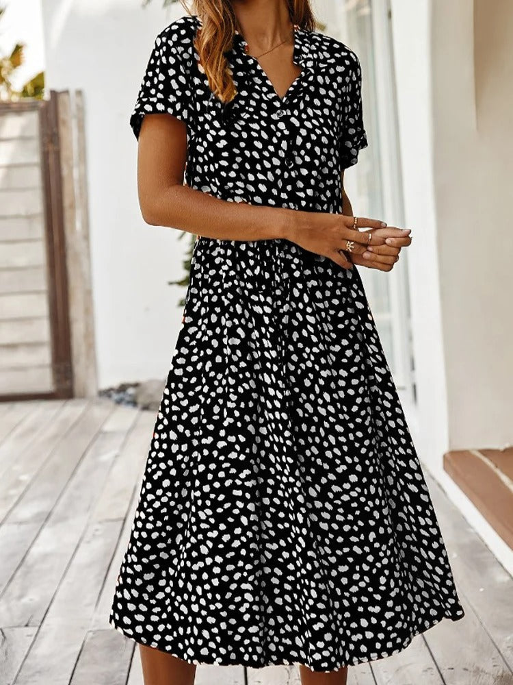 Wearclo | Women's Print Midi Shirtdress