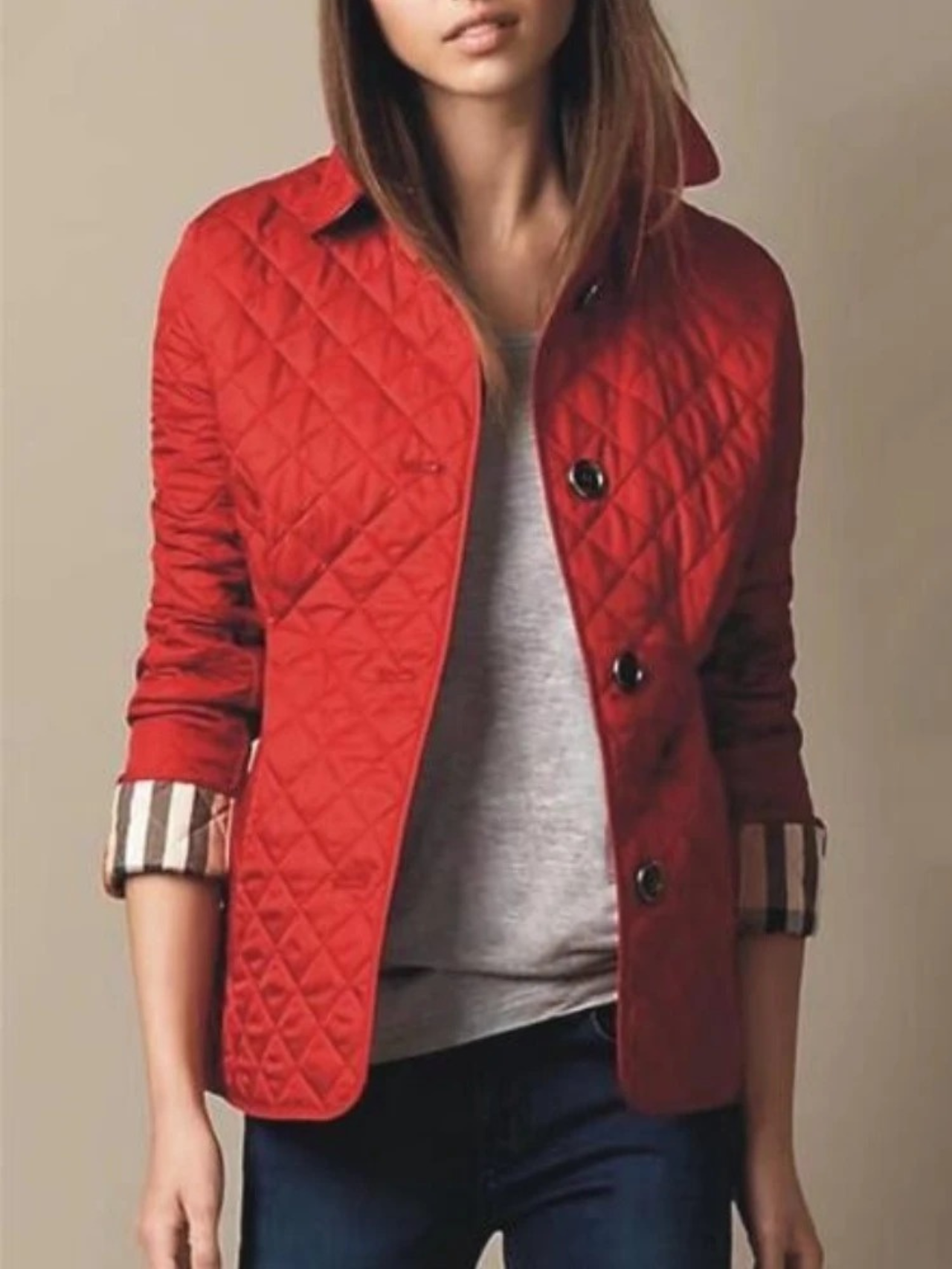 Wearclo | Women's Quilted Jacket with Turned-Down Collar