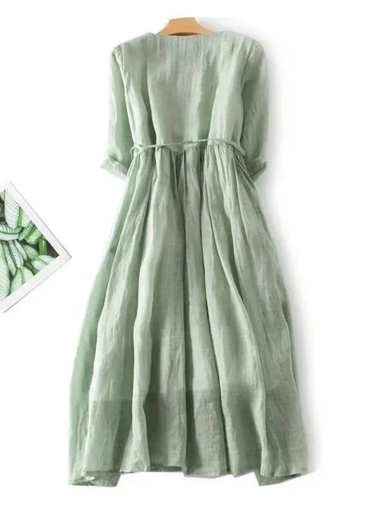 Wearclo | Women's Ruffle Midi Dress with Tie Waist