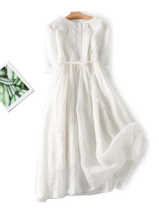 Wearclo | Women's Ruffle Midi Dress with Tie Waist