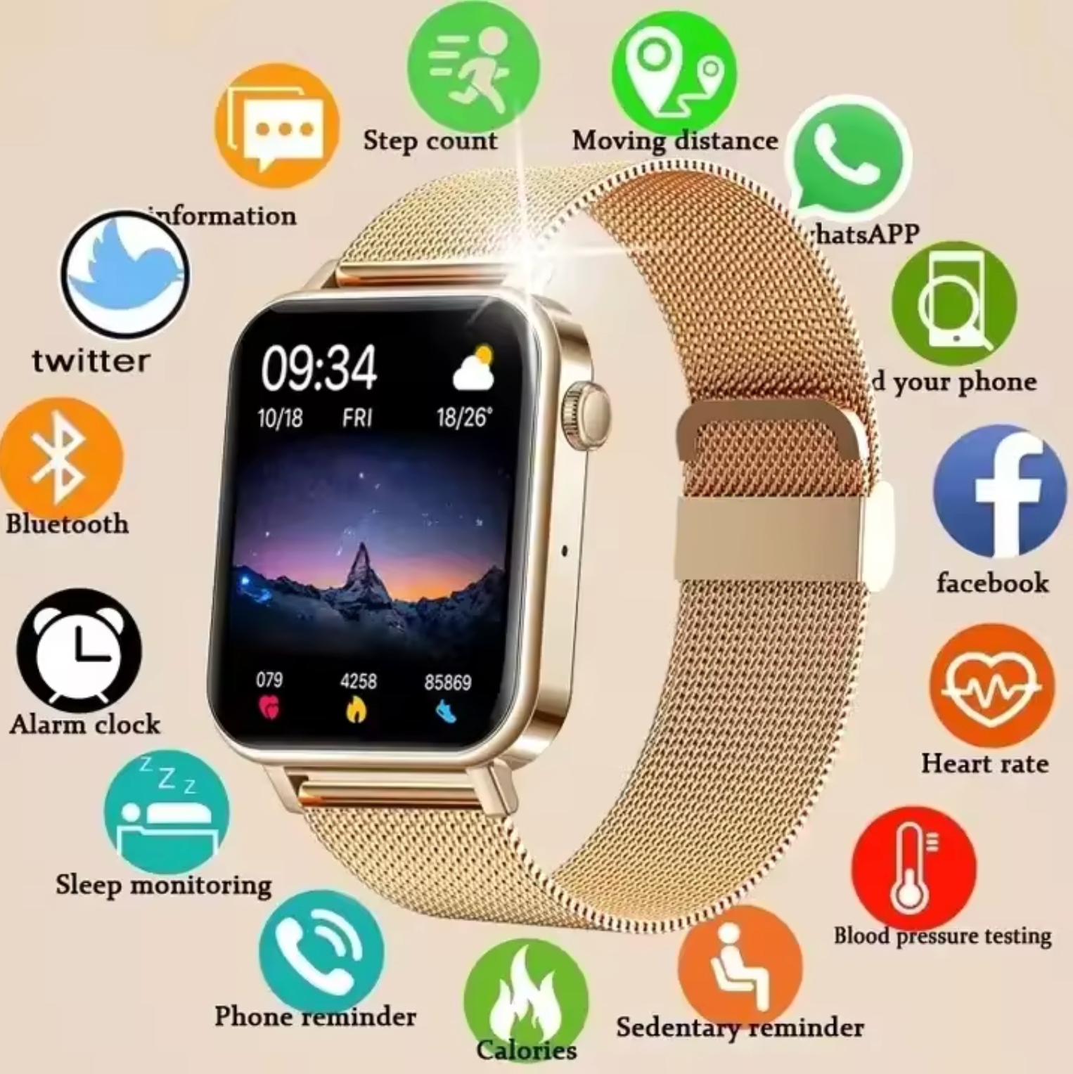 Wearclo | Women's Smartwatch with Health Tracking and Mesh Strap