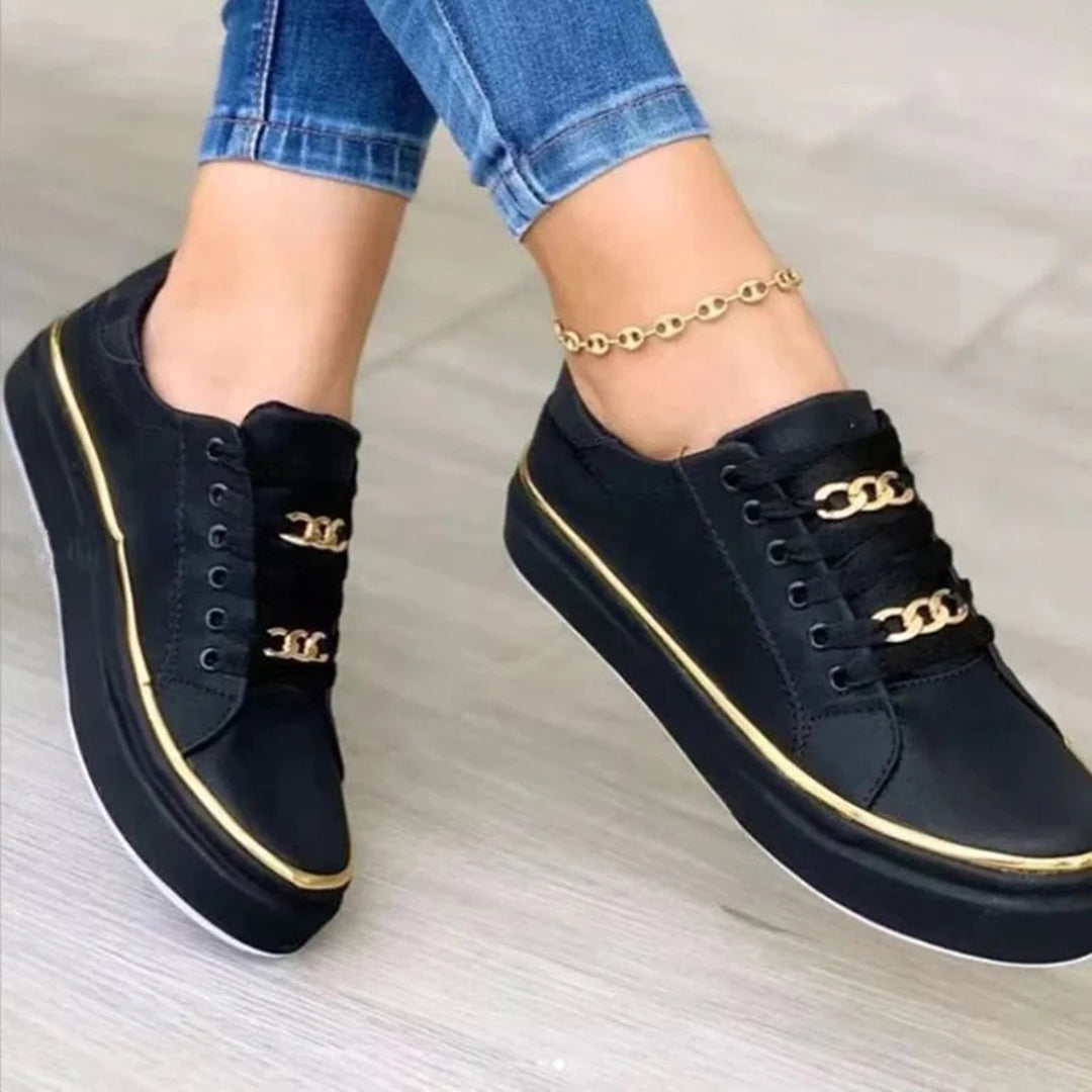 Wearclo | Women's Sneakers with Gold Chain Detail