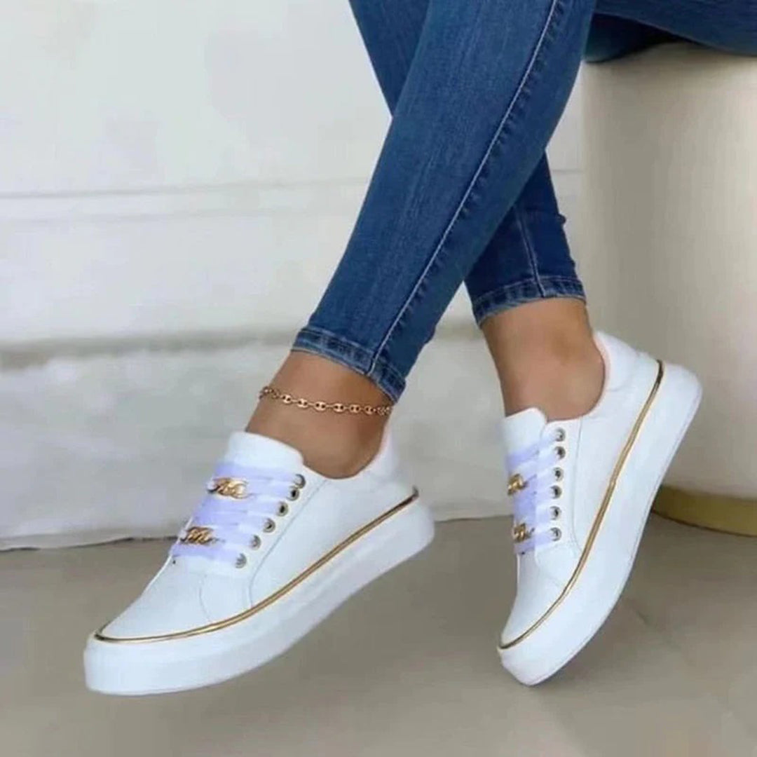 Wearclo | Women's Sneakers with Gold Chain Detail