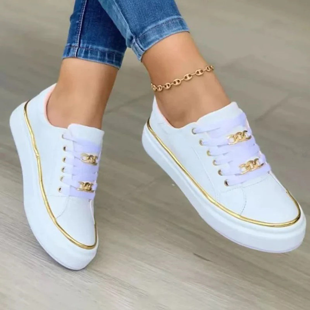 Wearclo | Women's Sneakers with Gold Chain Detail