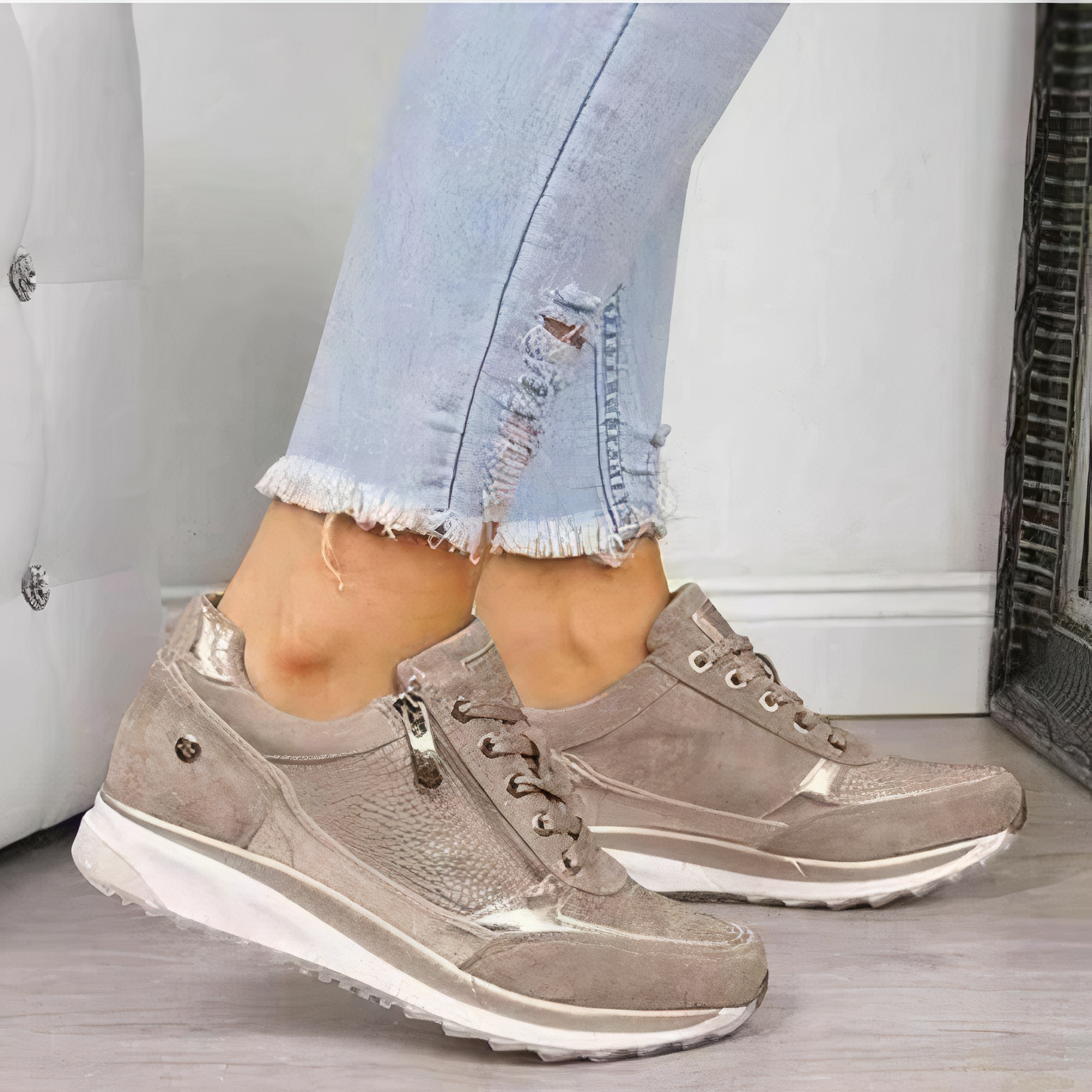 Wearclo | Women's Sneakers with Side Zipper