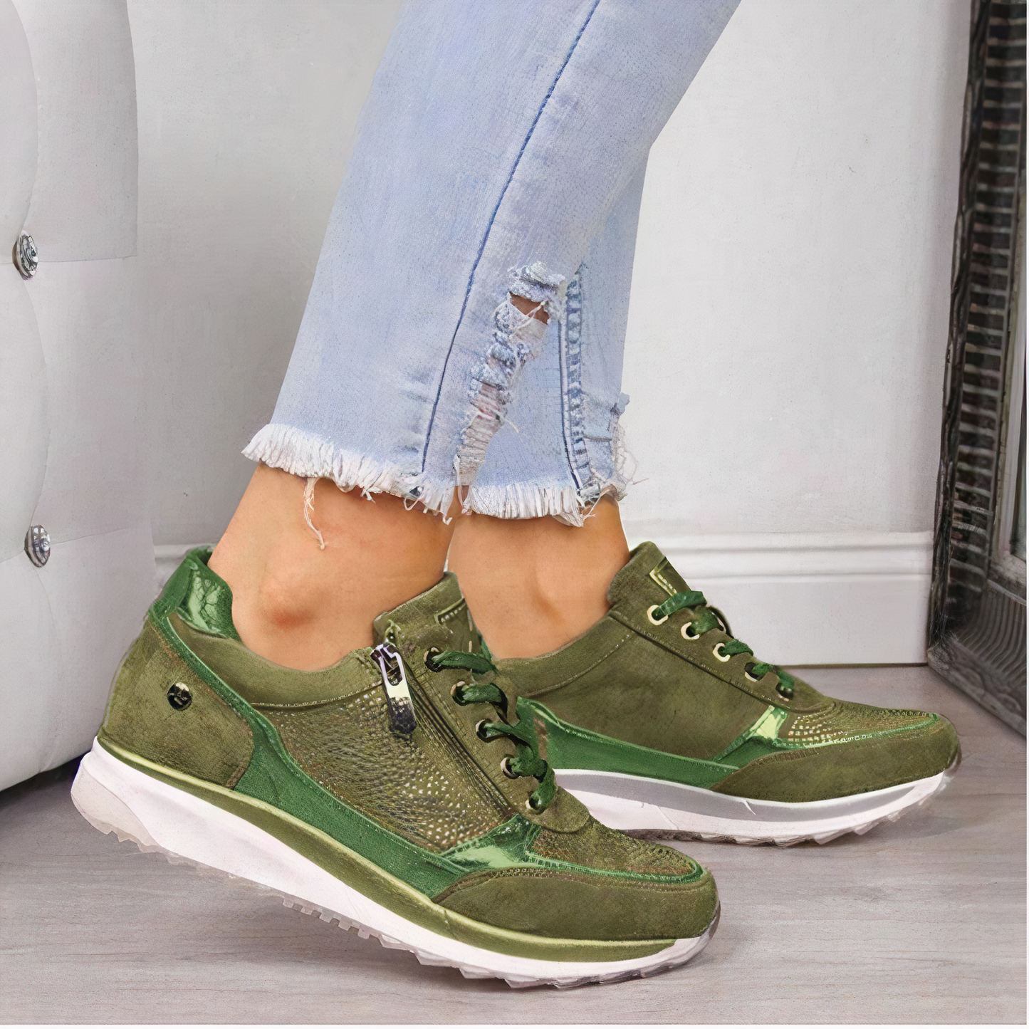 Wearclo | Women's Sneakers with Side Zipper