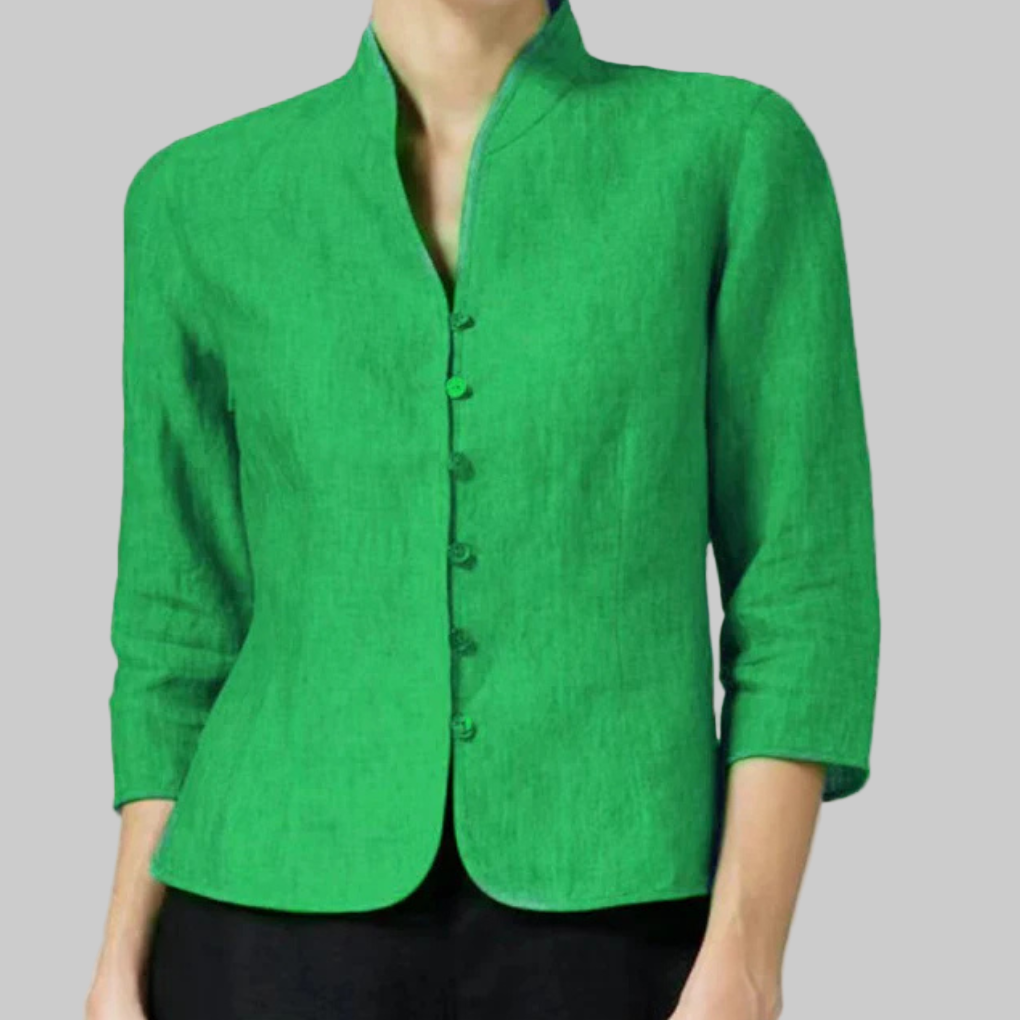 Wearclo | Women's Stand Collar Blouse with Button Front