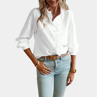 Women's Striped Ruffle Button-Up Shirt