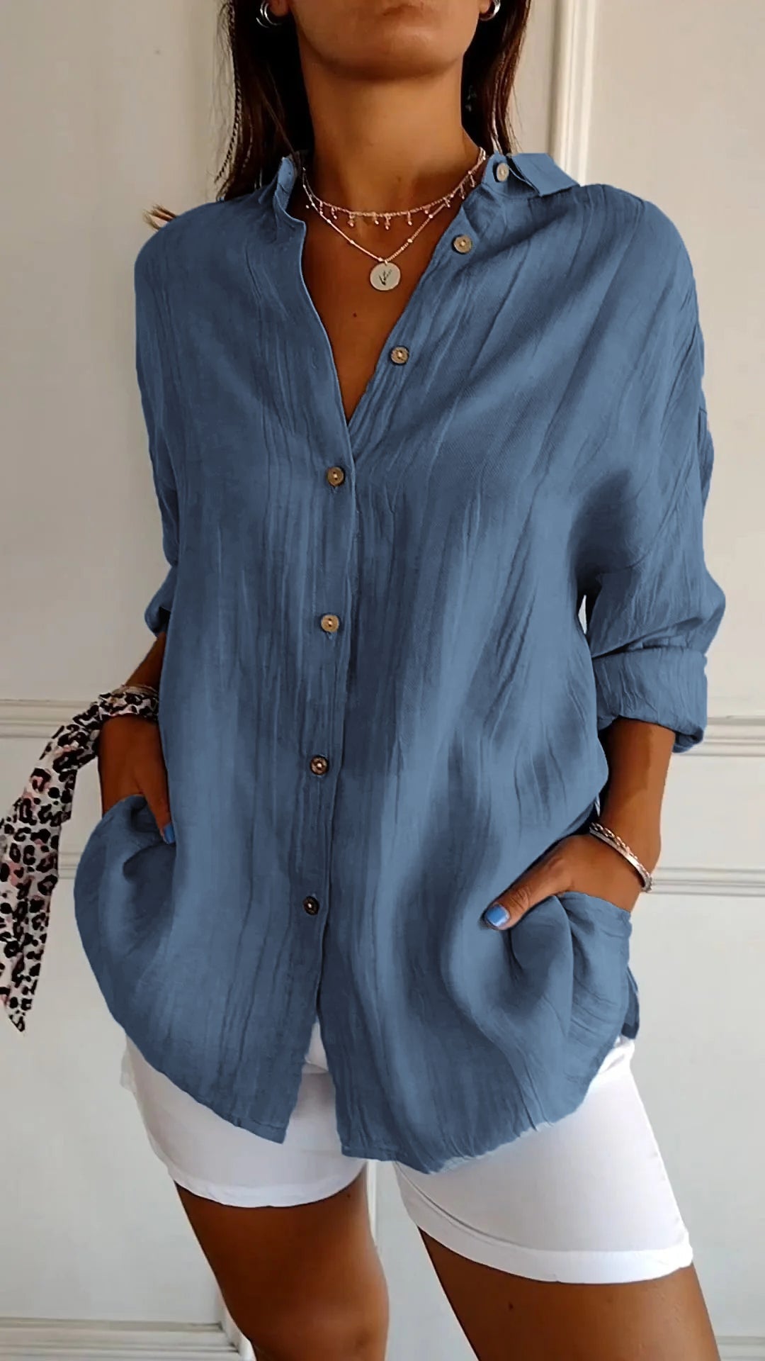 Wearclo | Women's Textured Button-Up Shirt