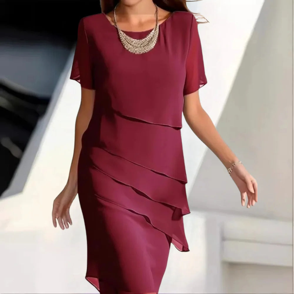Wearclo | Women's Tiered Overlay Midi Dress