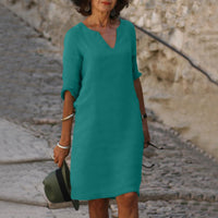 Effortless Linen V-Neck Midi Dress