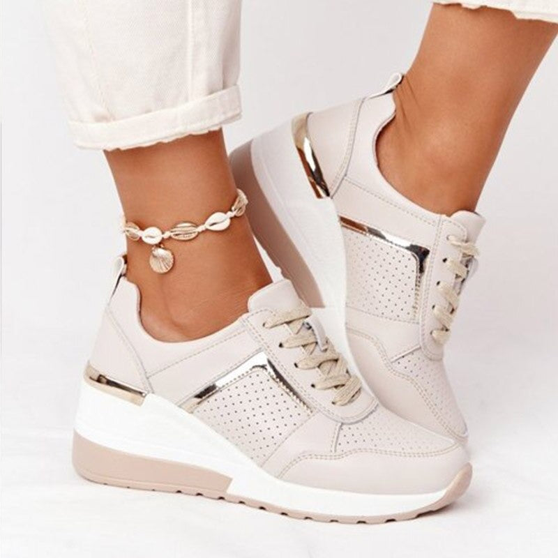 Wearclo | Women's Wedge Sneakers with Metallic Accents