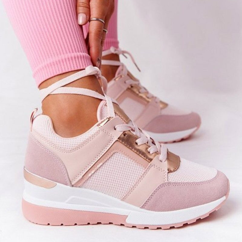 Wearclo | Women's Wedge Sneakers with Metallic Accents