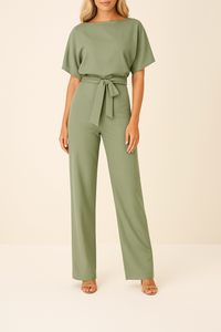 Women's Elegant Belted Wide Leg Jumpsuit