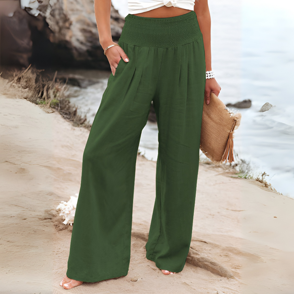 Wearclo | Women's Wide-Leg Smocked Waist Pants