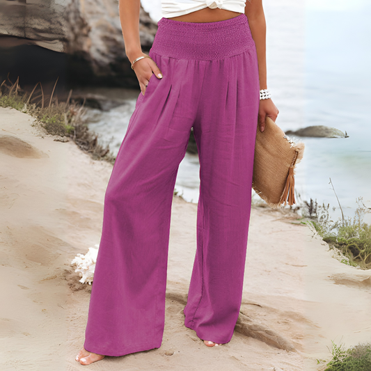 Wearclo | Women's Wide-Leg Smocked Waist Pants