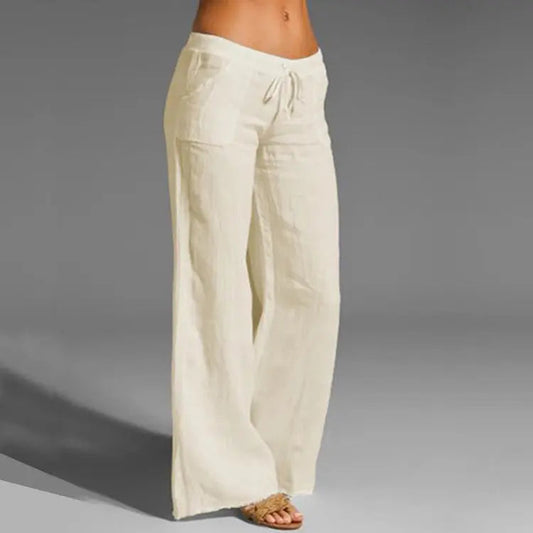 Wearclo | Women's Wide-Leg Trousers with Drawstring Waist