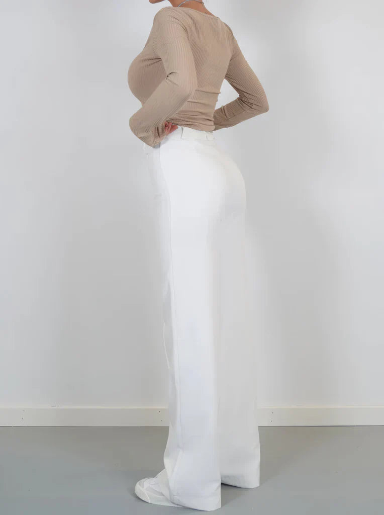 Wearclo | Women's Wide Leg Trousers with Stitch Detail