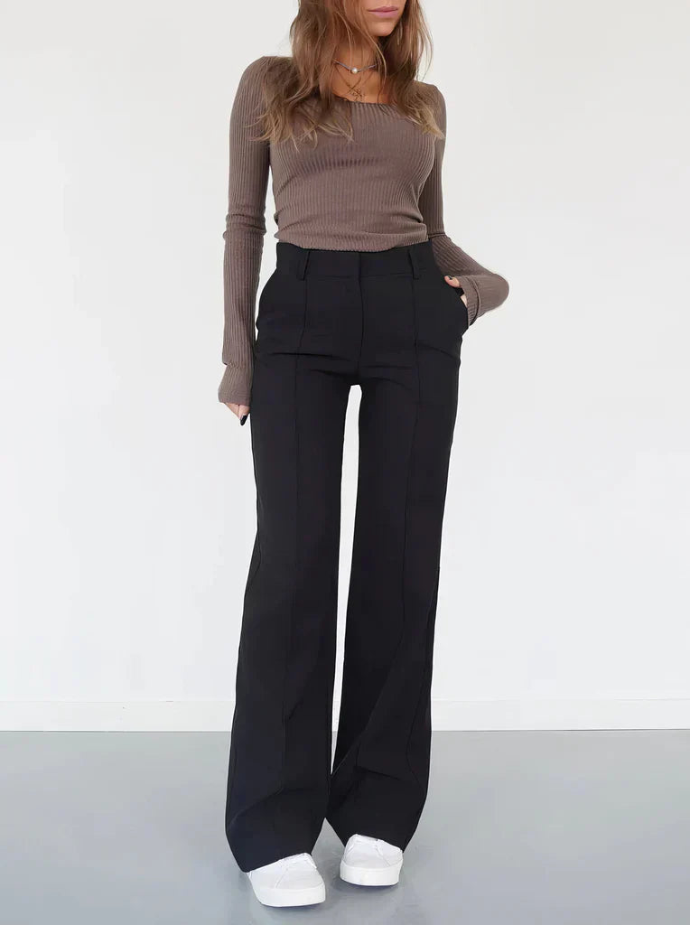 Wearclo | Women's Wide Leg Trousers with Stitch Detail