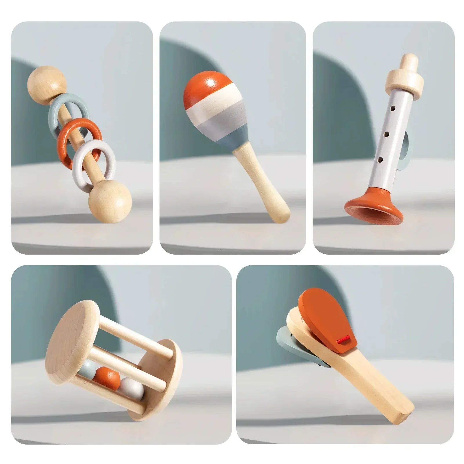 Wearclo | Wood Montessori Musical Instrument Set for Toddlers - Professionally Tuned Xylophone, Maracas and more - Educational Gift for Preschoolers