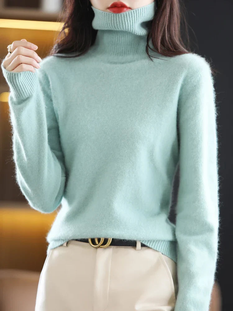 Women's 100 Percent Cashmere Turtleneck Sweater Warm Slim Fit Knit In 23 Colors