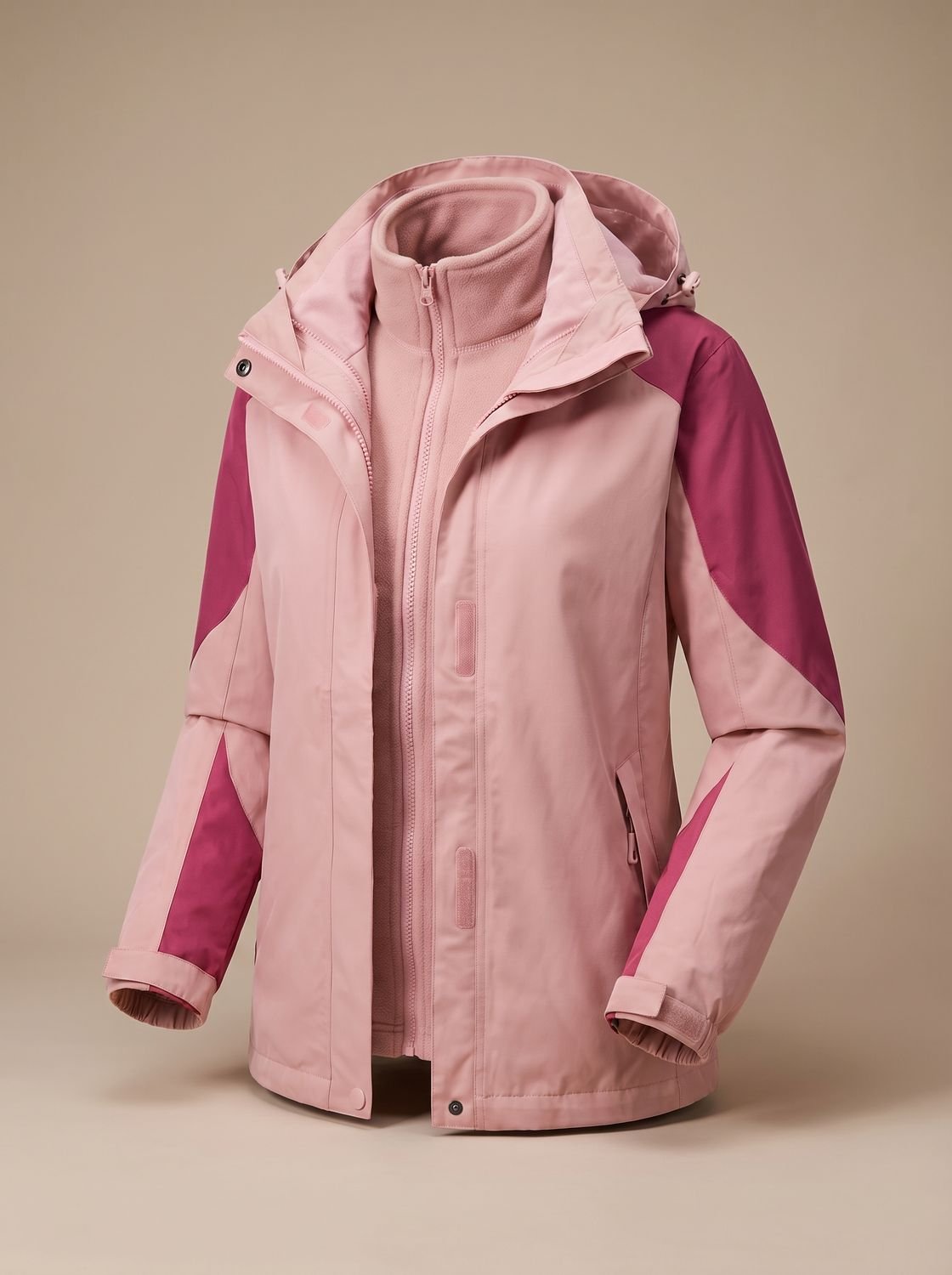 Women's 2-in-1 Hooded Softshell Fleece Outdoor Jacket