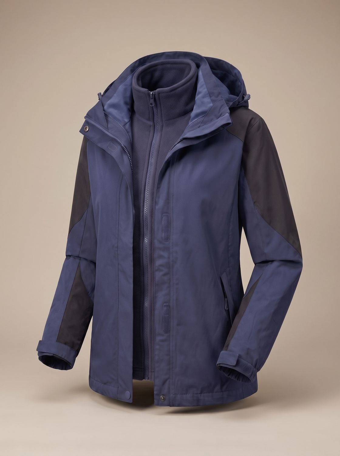 Women's 2-in-1 Hooded Softshell Fleece Outdoor Jacket