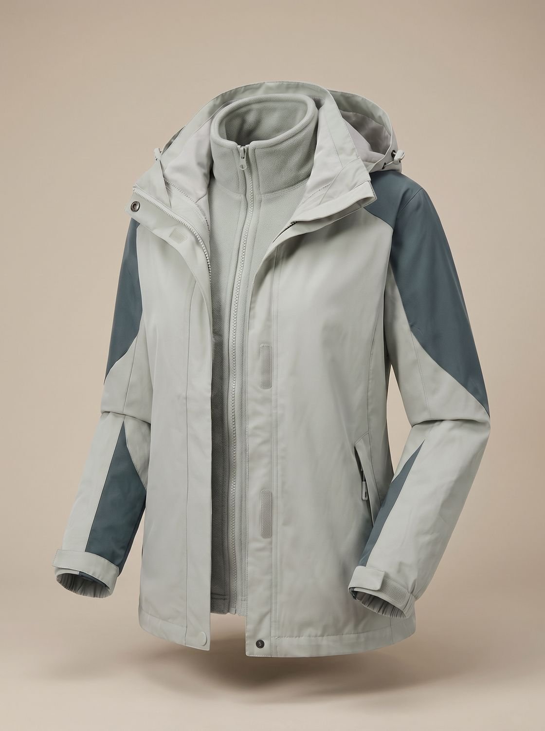 Women's 2-in-1 Hooded Softshell Fleece Outdoor Jacket