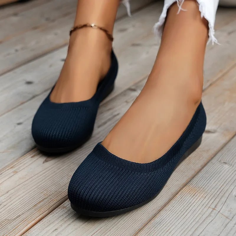 Women's Ballet Flats with Elastic Upper and Orthopedic Insole Support