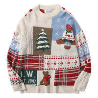 Women's Bear Pattern Knitted Christmas Sweater, Cozy Knit Pullover