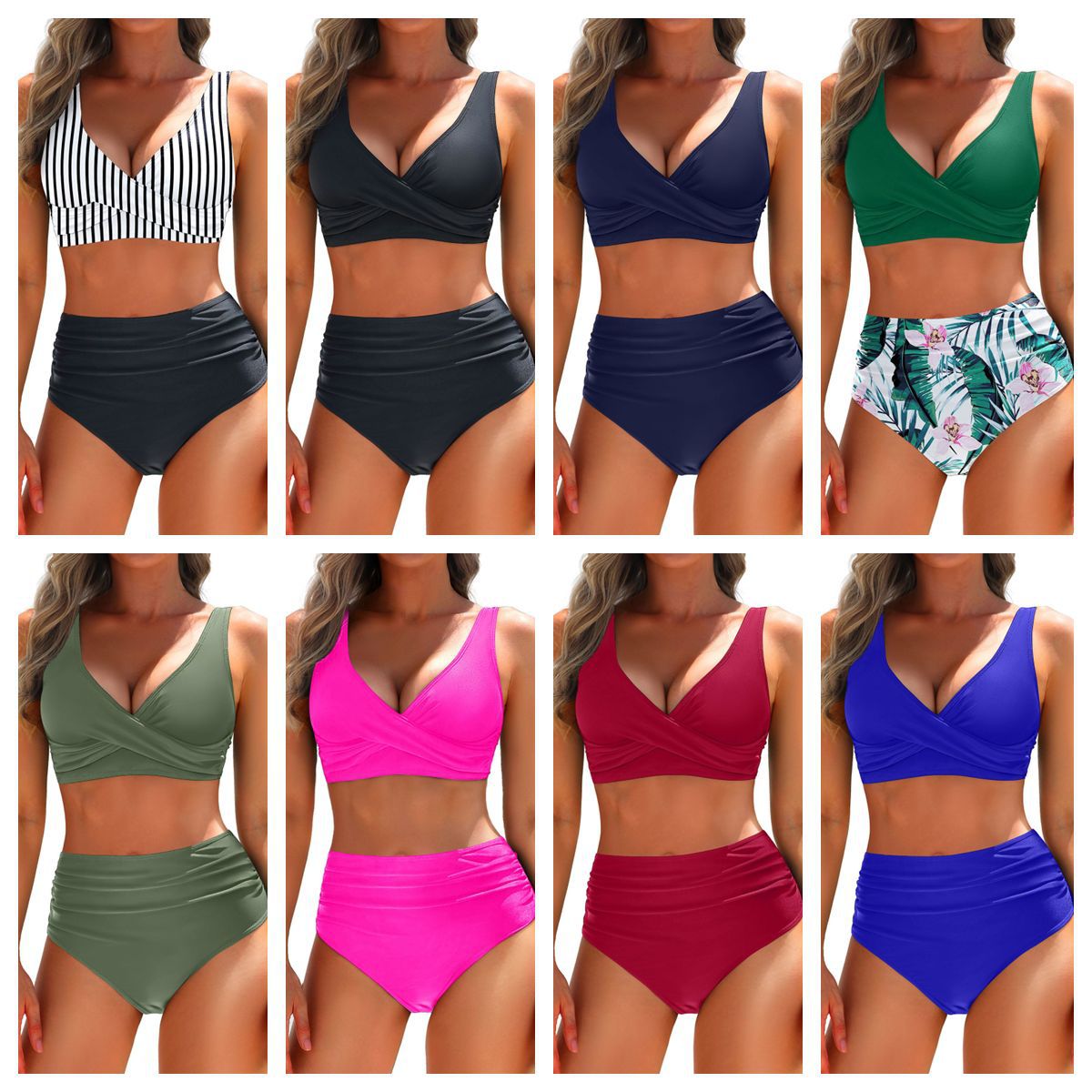 Women's Bikini Set with Shaping Top and High-Waisted Shorts Wearclo