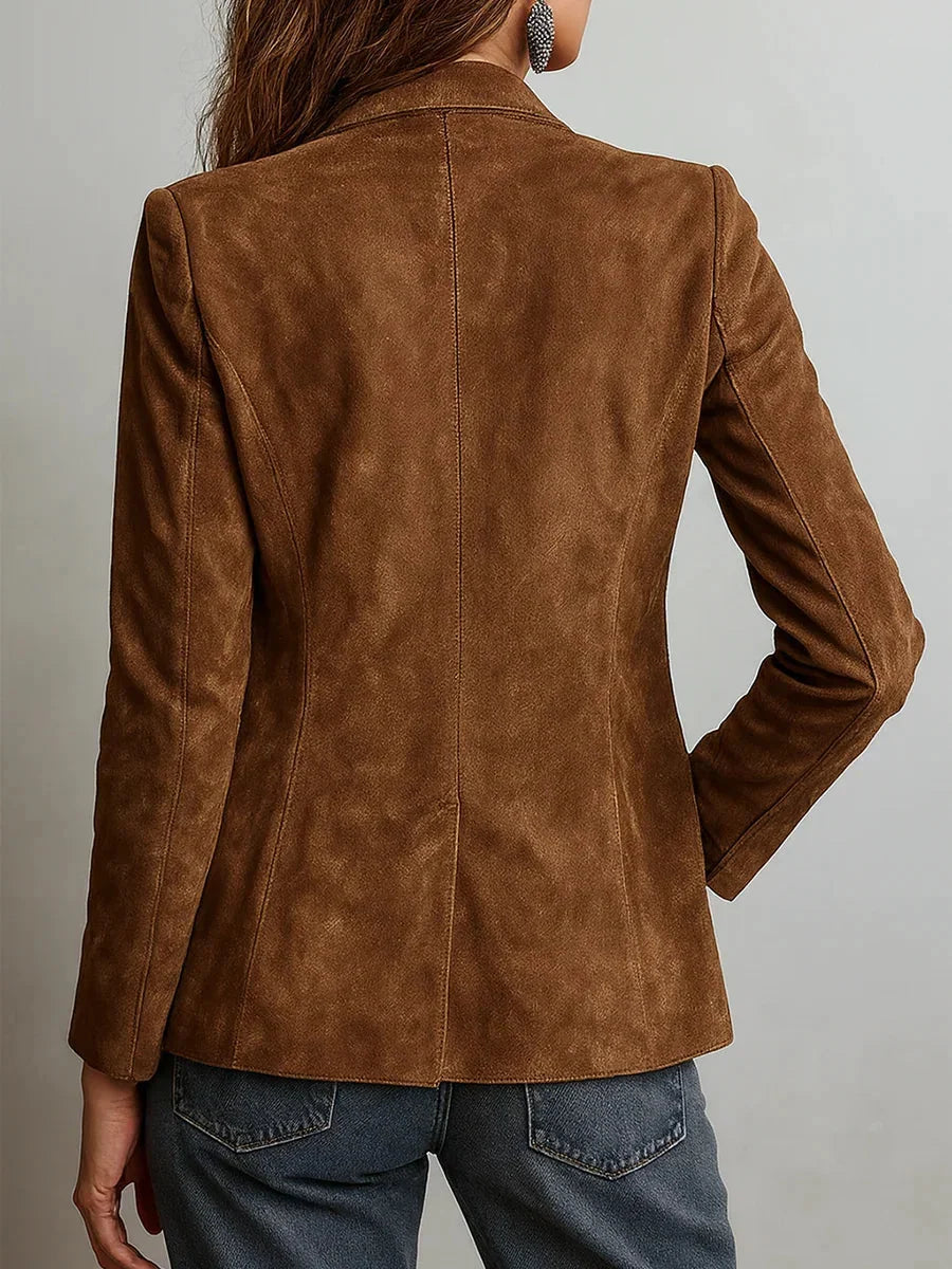 Women's Buttoned Faux Suede Blazer
