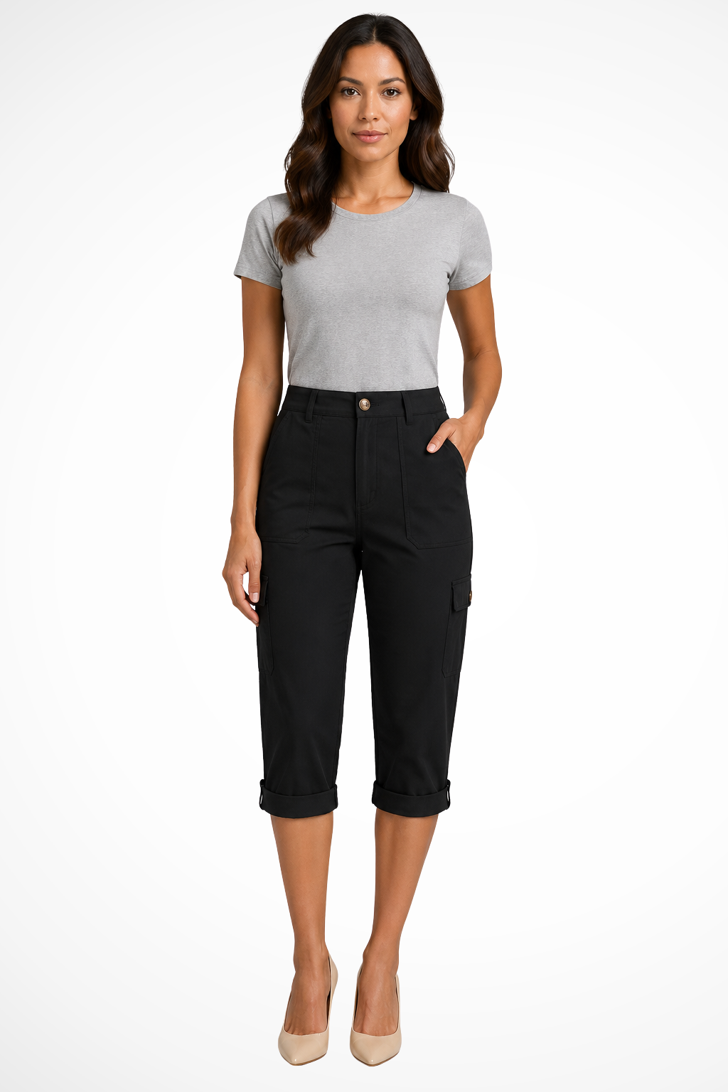 Women's Cropped Cargo Trousers
