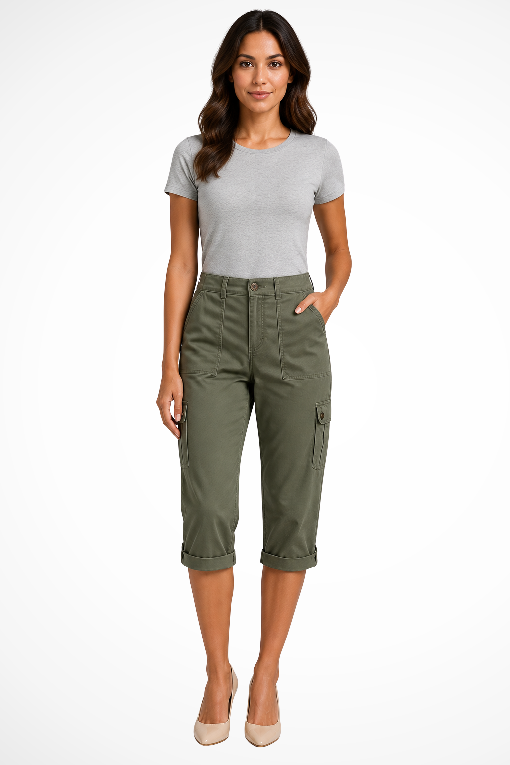 Women's Cropped Cargo Trousers