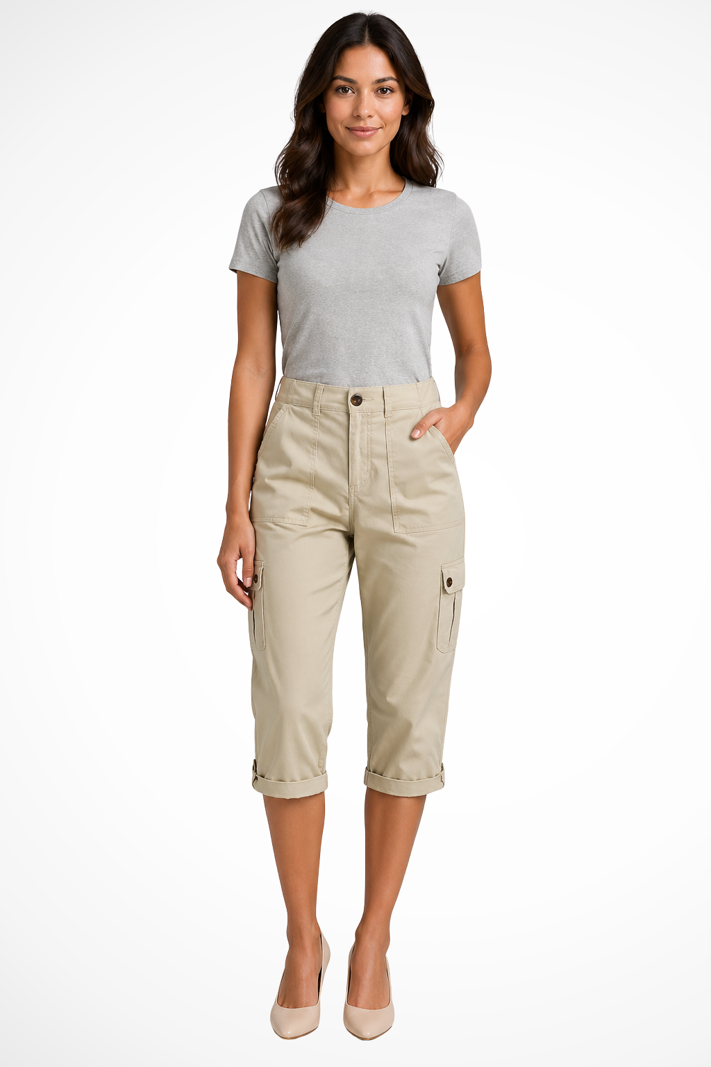 Women's Cropped Cargo Trousers