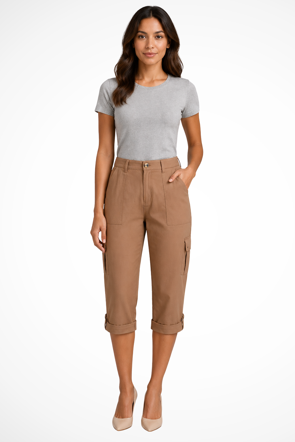 Women's Cropped Cargo Trousers