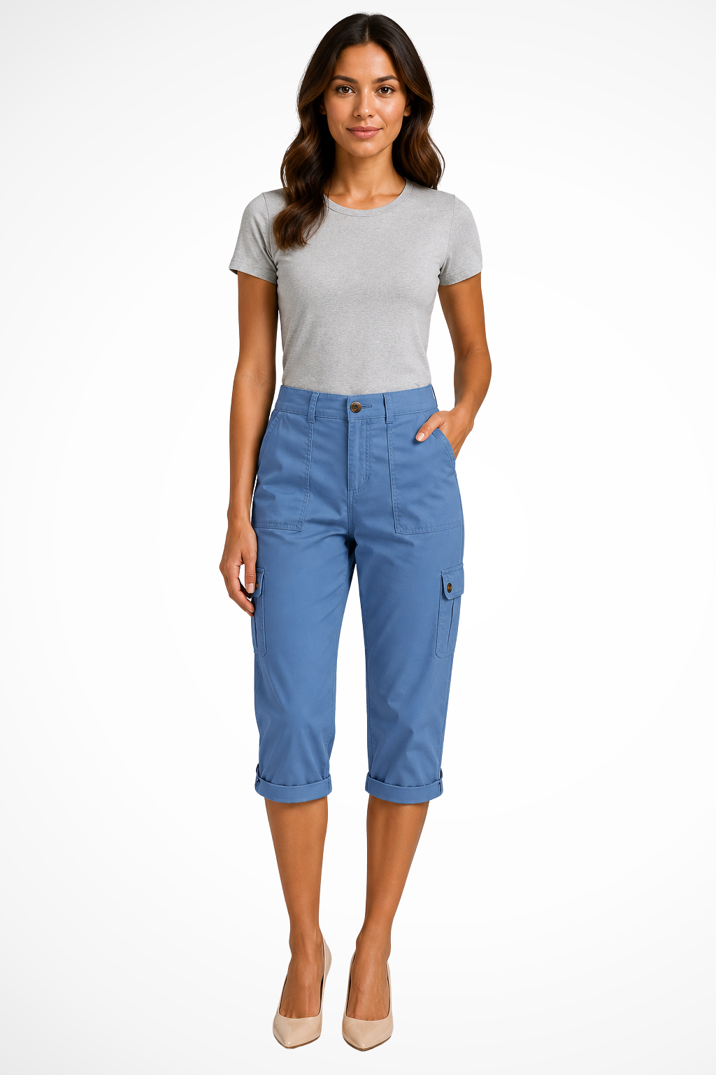 Women's Cropped Cargo Trousers