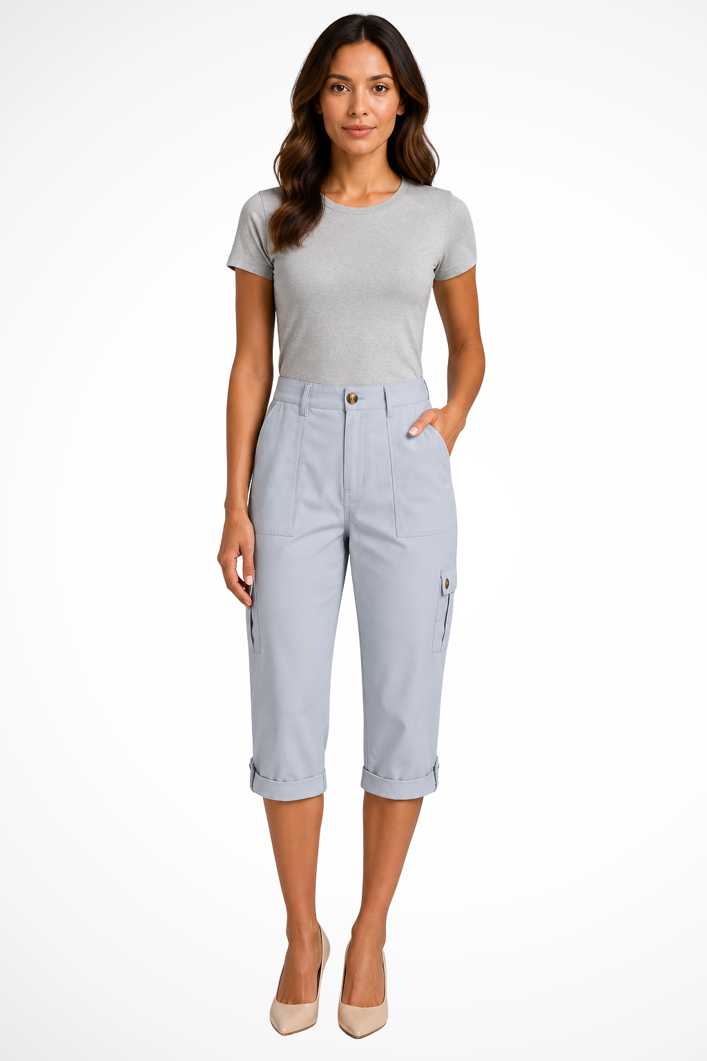 Women's Cropped Cargo Trousers