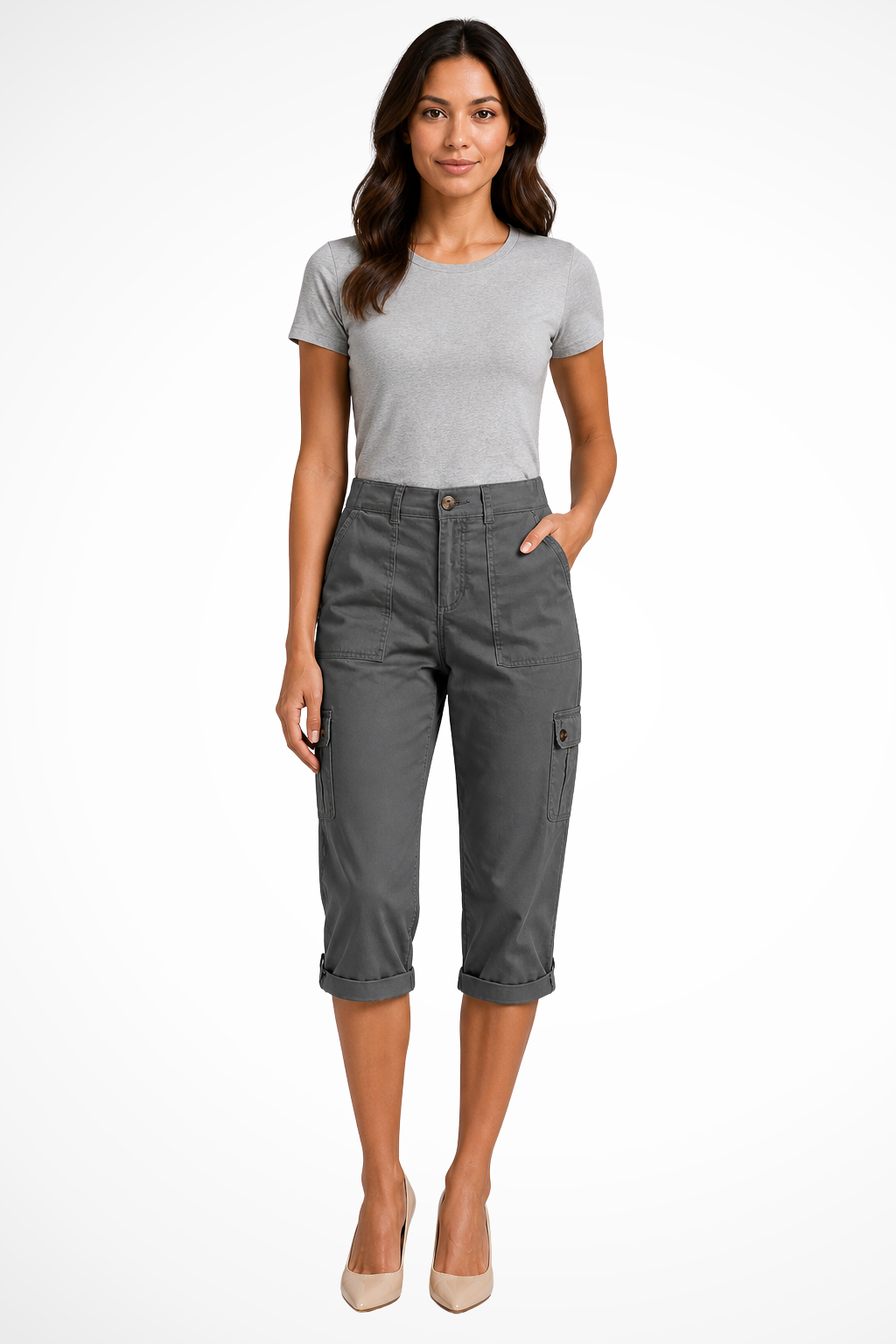 Women's Cropped Cargo Trousers